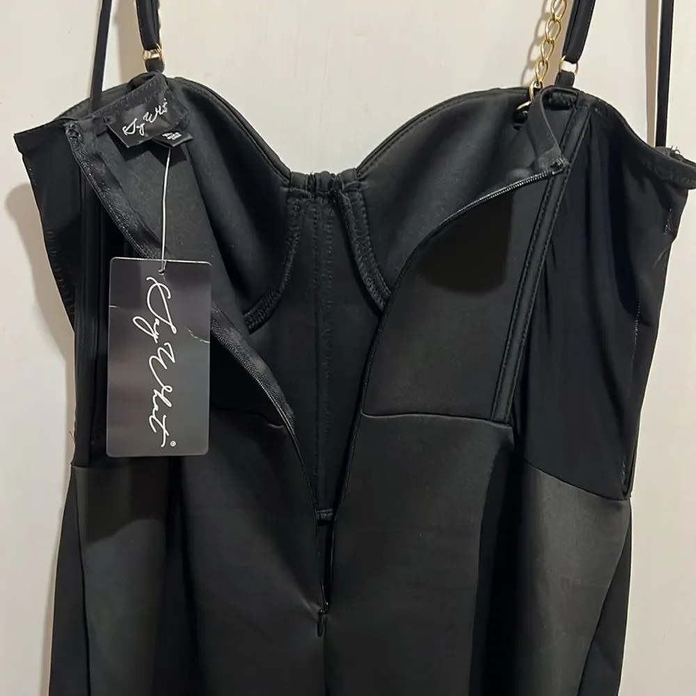 Free Shipping! Say What women's XL Black Club Dress Goth Metal Punk New w/ Tags! - Picture 4 of 8